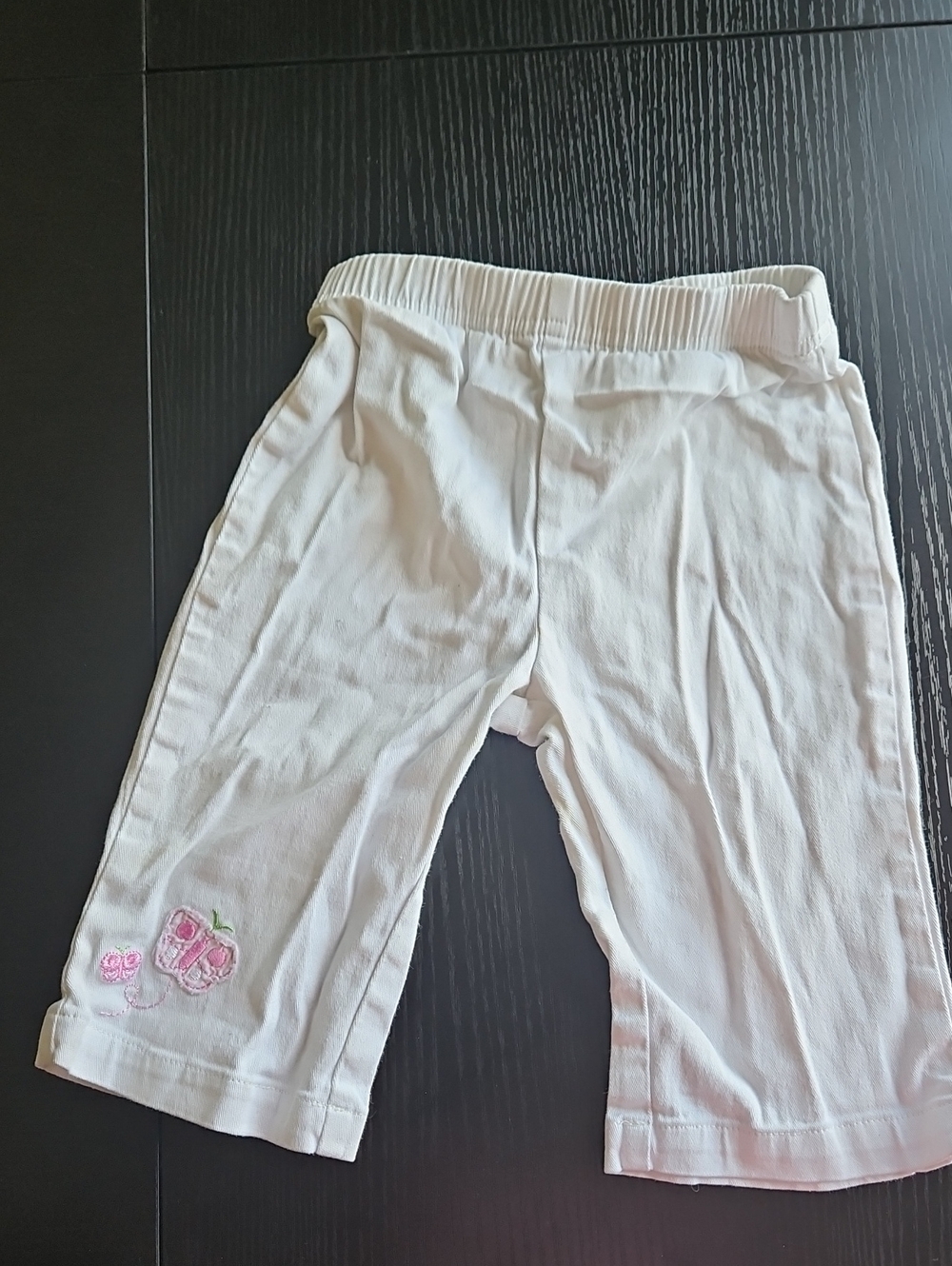 Disney White Pants with Pink Butterfly Embroidery
